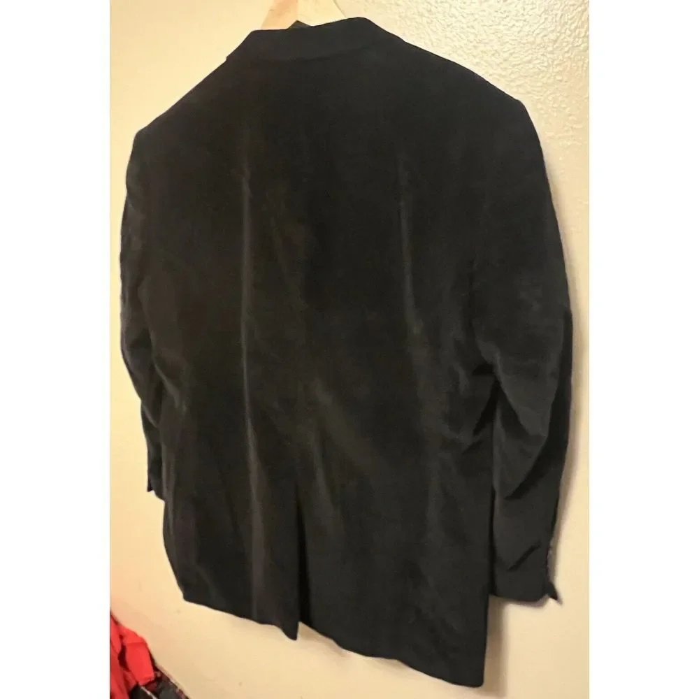 Stafford Mens 46R Corduroy Sport Coat Blazer Two Button Jacket Black‎ Vented